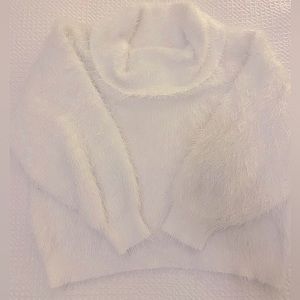 Fluffy Off-the-Shoulder Cropped Sweater